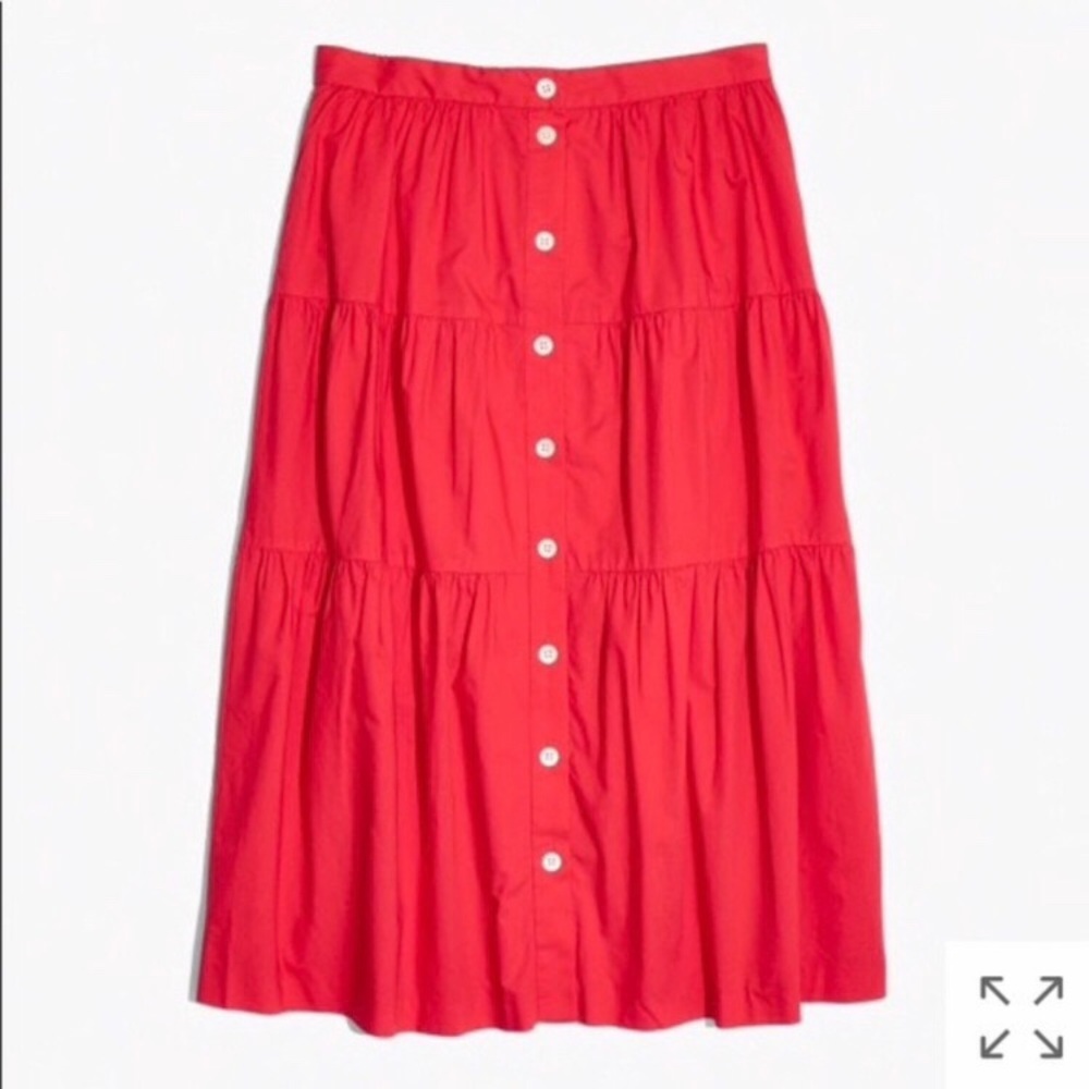 Red ‘bistro’ midi skirt by Madewell